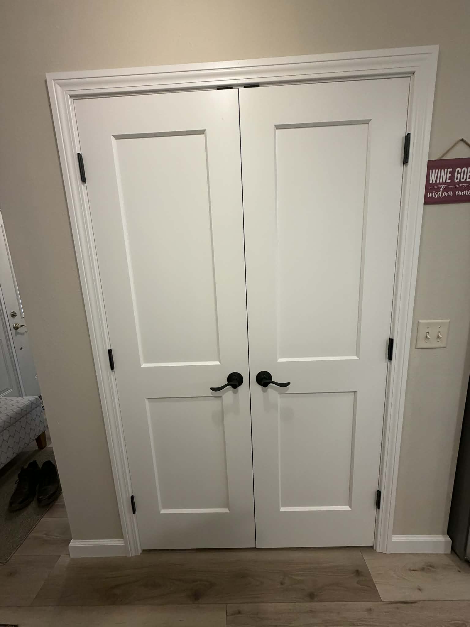 Custom two-panel double doors with painted finish